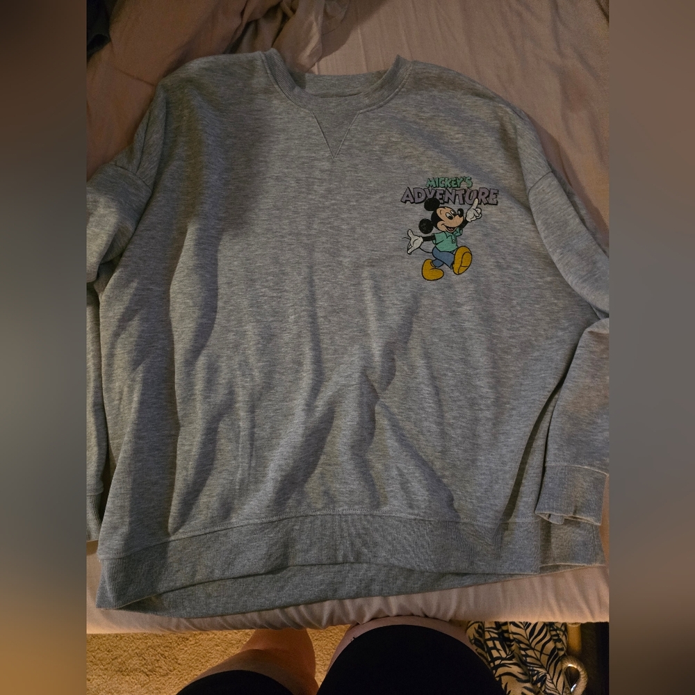 Primark Gray Crew Neck Sweater with Graphic